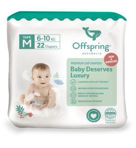 Offspring подгузники, M 6-10 кг 22 шт расцветка Листочки
