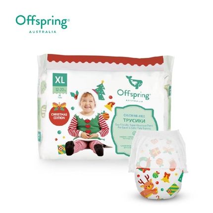 Offspring трусики-подгузники, XL 12-20 кг. 30 шт. расцветка Новый год