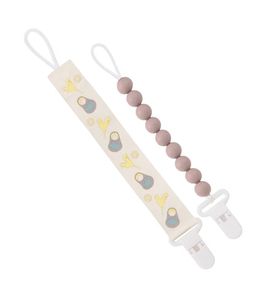 Paomma Держатель для пустышки, Buttercream/Matryoshka dolls 2шт Paomma Держатель для пустышки, Buttercream/Matryoshka dolls 2шт