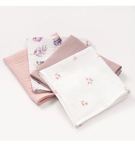 Perina Комплект муслиновых платочков-салфеток Розовый микс (4 шт)