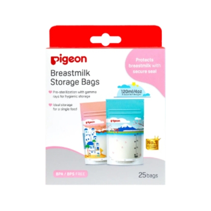 PIGEON Пакеты для заморозки и хранения грудного молока 120 мл, 25 шт, Holiday