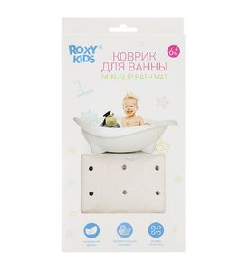 Roxy Kids BM-M188W Антискользящий резиновый коврик для ванны с отверстиями (35x76см). Цвет белый