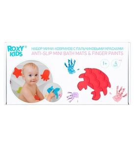 ROXY-KIDS Набор: антискользящие мини-коврики для ванны, 4 шт.+пальчиковые краски 1+ (4*60 мл)