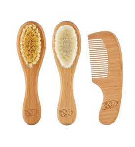 Roxy-Kids Набор 3 в 1, расческа-щеточка деревянная с мягкой щетиной 2шт и гребень RBH-004-3W