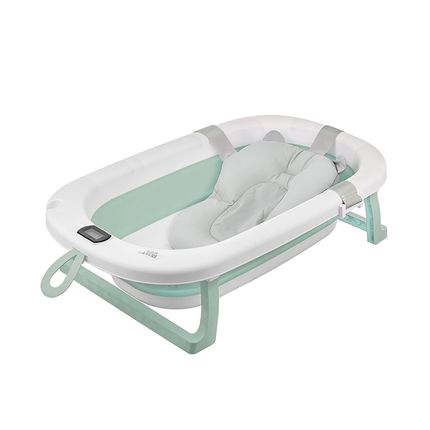 ROXY-KIDS RFB-11-G Ванночка складная с термометром и матрасиком, зеленая ROXY-KIDS RFB-11-G Ванночка складная с термометром и матрасиком, зеленая