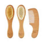 Roxy-Kids Набор 3 в 1, расческа-щеточка деревянная с мягкой щетиной 2шт и гребень RBH-004-3W