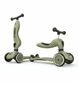 Детский трехколесный самокат с сиденьем Scoot&Ride HighwayKick 1 (Оливковый)