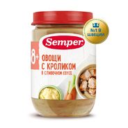 Semper Пюре Овощи кролик в сливочном соусе детское готовое мясное блюдо с 8 мес 190гр