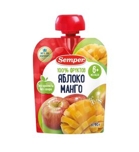 Пюре Semper Яблоко и манго, пауч, 90гр