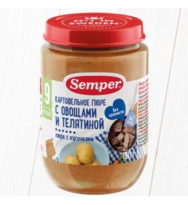 Пюре Semper Картофельное пюре с овощами и телятиной, 190гр