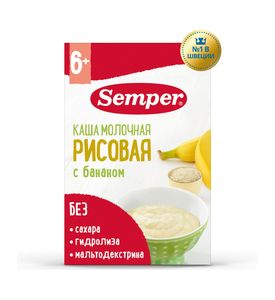 Каша Semper Рисовая молочная с бананом, 200гр