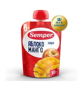 Пюре Semper Яблоко и манго, пауч, 90гр