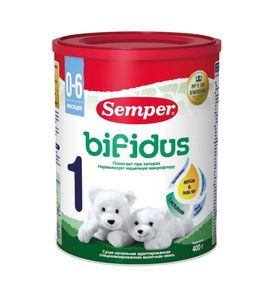 Semper Молочная специальная смесь Bifidus 1 при запорах для пищеварения с рождения 0+ детская 400