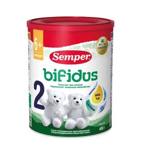 Semper Молочная смесь Bifidus 2 от запоров для пищеварения с 6 месяцев детская 400 г