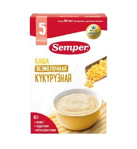 Semper Каша детская Кукурузная безмолочная без сахара без глютена для первого прикорма с 5 мес 180 г