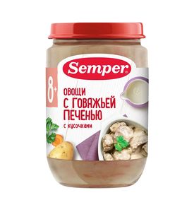 Semper пюре "Овощи с говяжьей печенью" 190гр