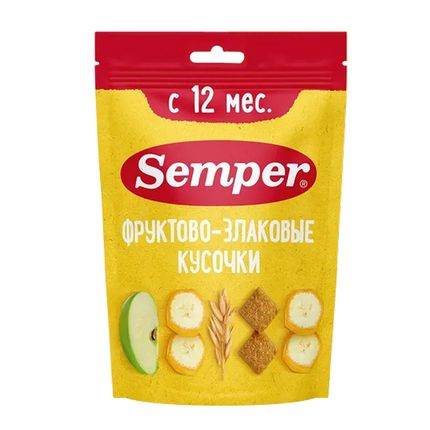 Semper «Фруктово-злаковые кусочки Semper. Банан и яблоко»