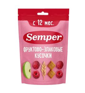 Semper «Фруктово-злаковые кусочки Semper. Яблоко и малина»