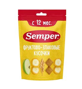 Semper «Фруктово-злаковые кусочки Semper. Банан и яблоко»