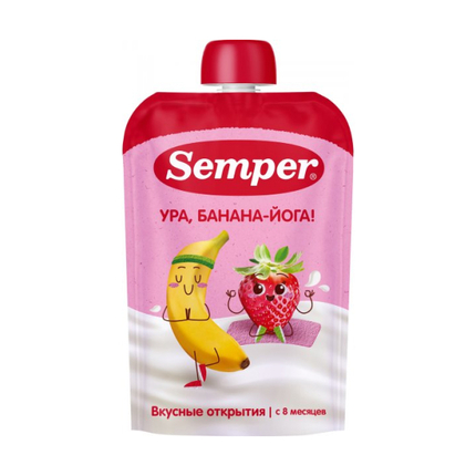 Semper Фруктово-молочное пюре "Банан Клубника с Йогуртом" 100гр