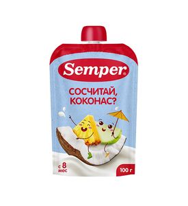 Semper фруктовое пюре "Яблоко Банан Ананас Кокос" пюре 100гр