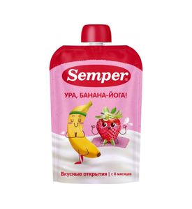 Semper Фруктово-молочное пюре "Банан Клубника с Йогуртом" 100гр