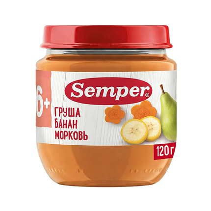 Semper пюре "Груша Банан Морковь" 120гр