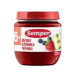Semper фруктовое пюре "Яблоко Клубника Черника" пюре 120гр Semper фруктовое пюре "Яблоко Клубника Черника" пюре 120гр