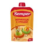 Semper Пюре детское фруктовое груша абрикос злаки каша без сахара с 6 месяцев 120 г 