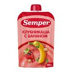 Semper Пюре детское фруктовое банан клубника злаки каша без сахара с 6 месяцев 120 г Semper Пюре детское фруктовое банан клубника злаки каша без сахара с 6 месяцев 120 г