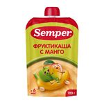 Semper Пюре детское фруктовое мультифрукт груша манго злаки каша без сахара с 6 месяцев 120 г 