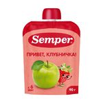 Semper Пюре детское фруктовое яблоко клубника без сахара с 6 месяцев 90 г Semper Пюре детское фруктовое яблоко клубника без сахара с 6 месяцев 90 г