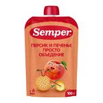 Semper фруктовое пюре "Персик Банан с Печеньем" 100гр