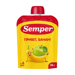 Semper Пюре детское фруктовое яблоко банан без сахара с 6 месяцев 90 г 
