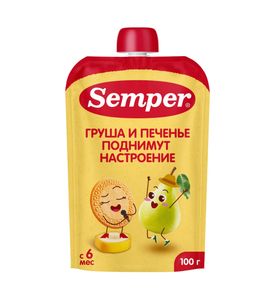 Semper фруктовое пюре "Мультифрукт с Печеньем" 100гр