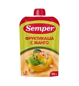 Пюре Semper Мультифруктовое с кашей, пауч, 120гр