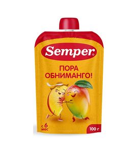 Semper фруктовое пюре "Яблоко Манго Персик" пюре 100гр