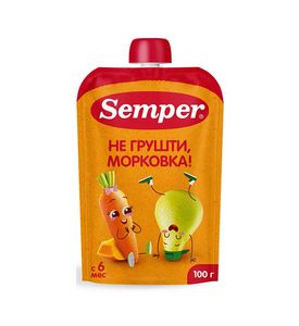 Semper Фруктово-овощное пюре "Яблоко Груша Морковь Тыква" 100гр