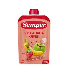 Semper фруктовое пюре "Банан Клубника Яблоко" пюре 100гр