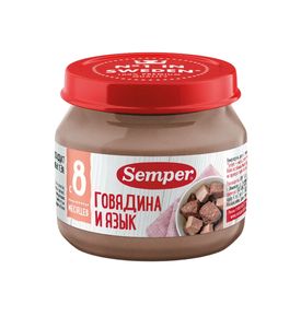 Semper пюре Говядина с языком 80гр