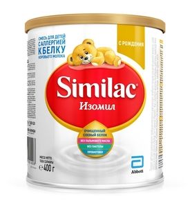Сухая безлактозная смесь Similac Изомил на основе белков сои, 400гр