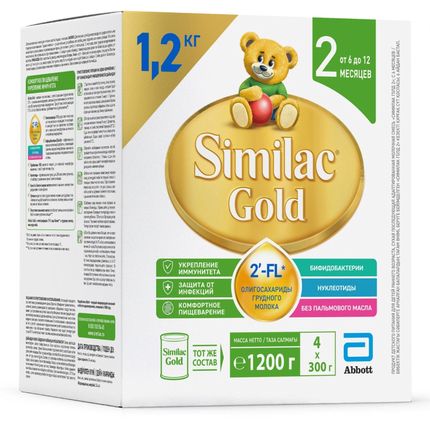 Similac/Симилак Gold 2, 6-12 мес., картон, 1200гр