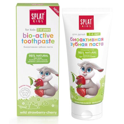 Splat Зубная паста натуральная Земляника-Вишня, для детей от 2 до 6 лет, KIDS, 50мл