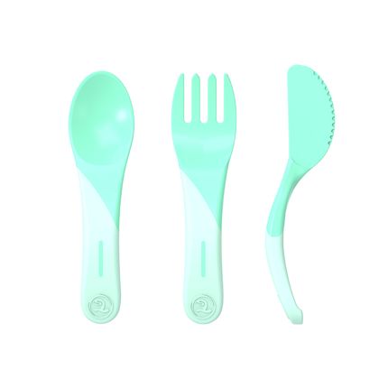 Twistshake Набор приборов (Learn Cutlery). Пастельный зелёный (Pastel Green). Возраст 6+m