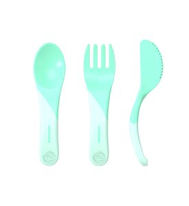 Twistshake Набор приборов (Learn Cutlery). Пастельный зелёный (Pastel Green). Возраст 6+m