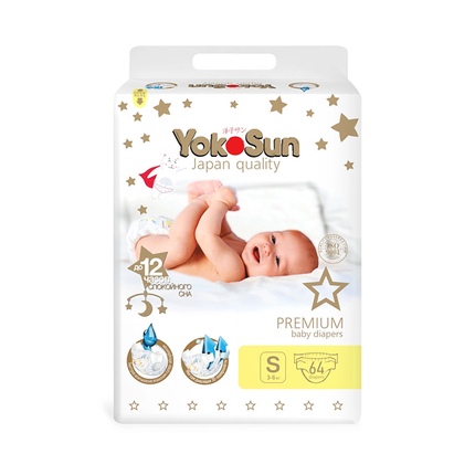 YokoSun Premium Подгузники S (3-6 кг) 64 шт YokoSun Premium Подгузники S (3-6 кг) 64 шт