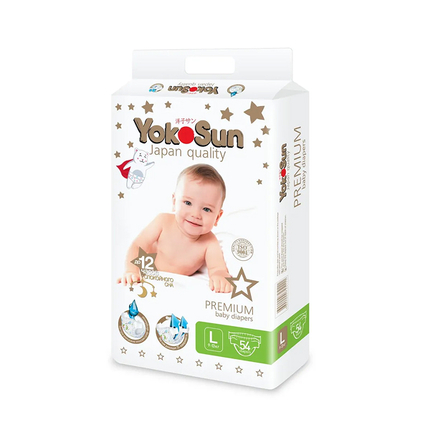 YokoSun Premium Подгузники L (9-13 кг) 54 шт