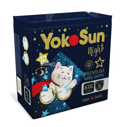YokoSun Premium Ночные подгузники-трусики XXL (12-20 кг), 16 шт