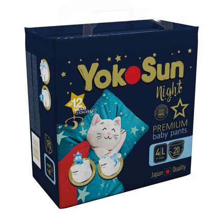 YokoSun Premium Ночные подгузники-трусики  L (9-14 кг), 20 шт