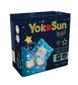 YokoSun Premium Ночные подгузники-трусики M (6-10 кг), 22 шт